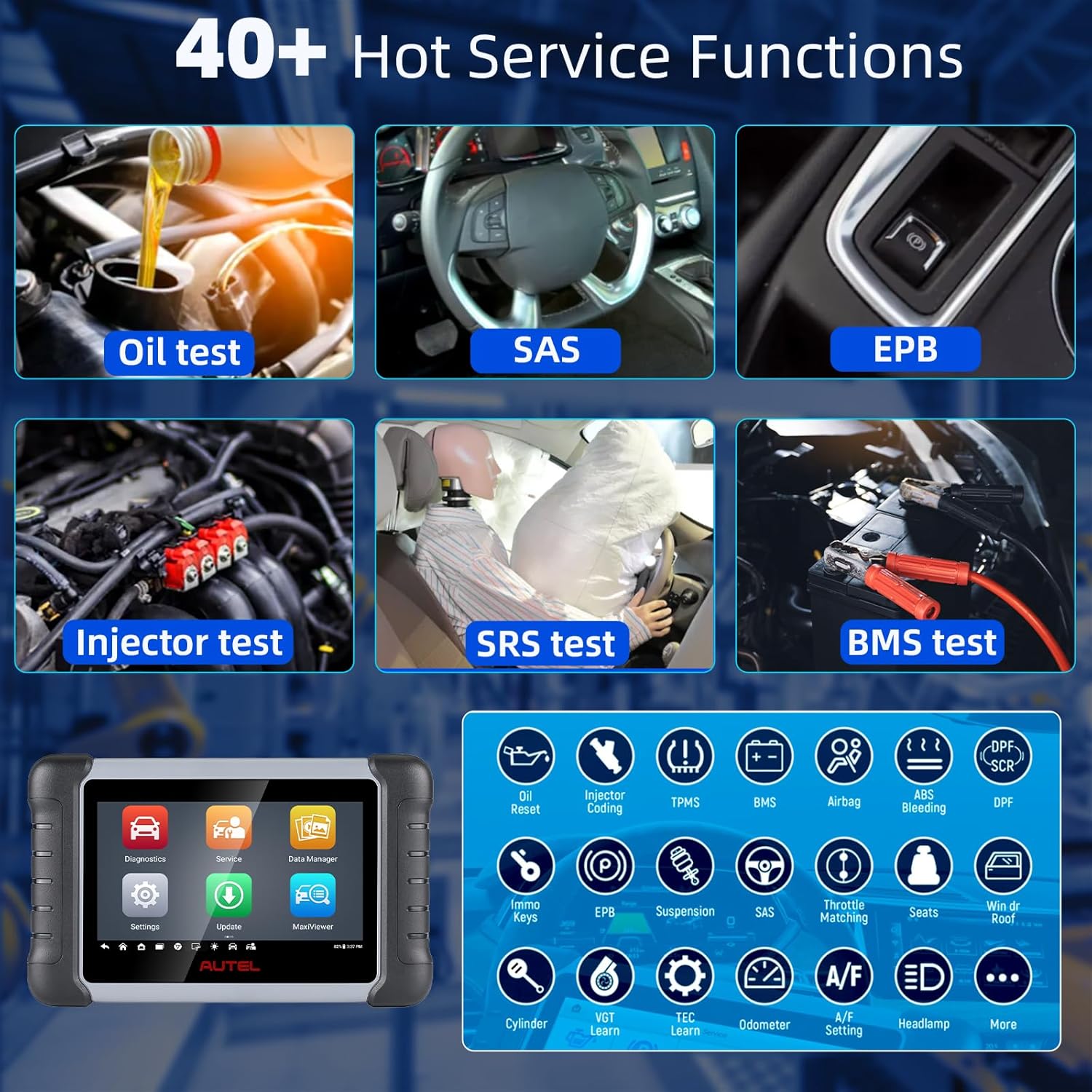 Autel MaxiCOM MK808Z Scanner, 2024 Bidirectional OBD2 Auto Scan Tool:Same as MK808S/MX808S, Alternative MaxiCheck MX900, Car Scanner Diagnostic Tool, 40+ Service Active Test Injector Coding Android 11