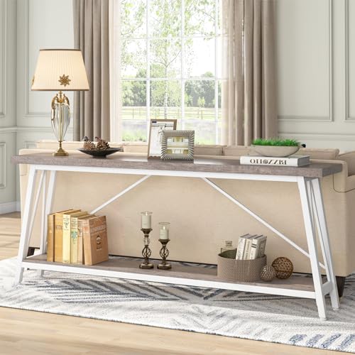 70.9" Industrial Entryway Console Sofa Table, Long, White