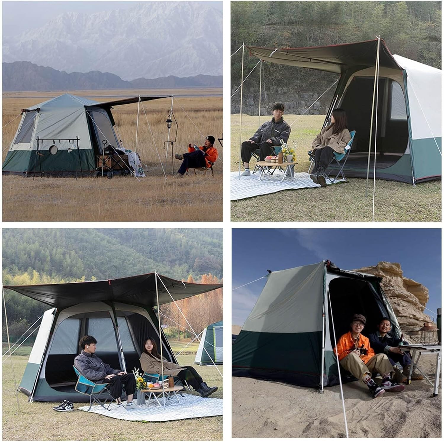 Portable Outdoor Cabin Tent – Waterproof, 4 Season Outdoor Campitent, Mesh & Extra-Wide Doors