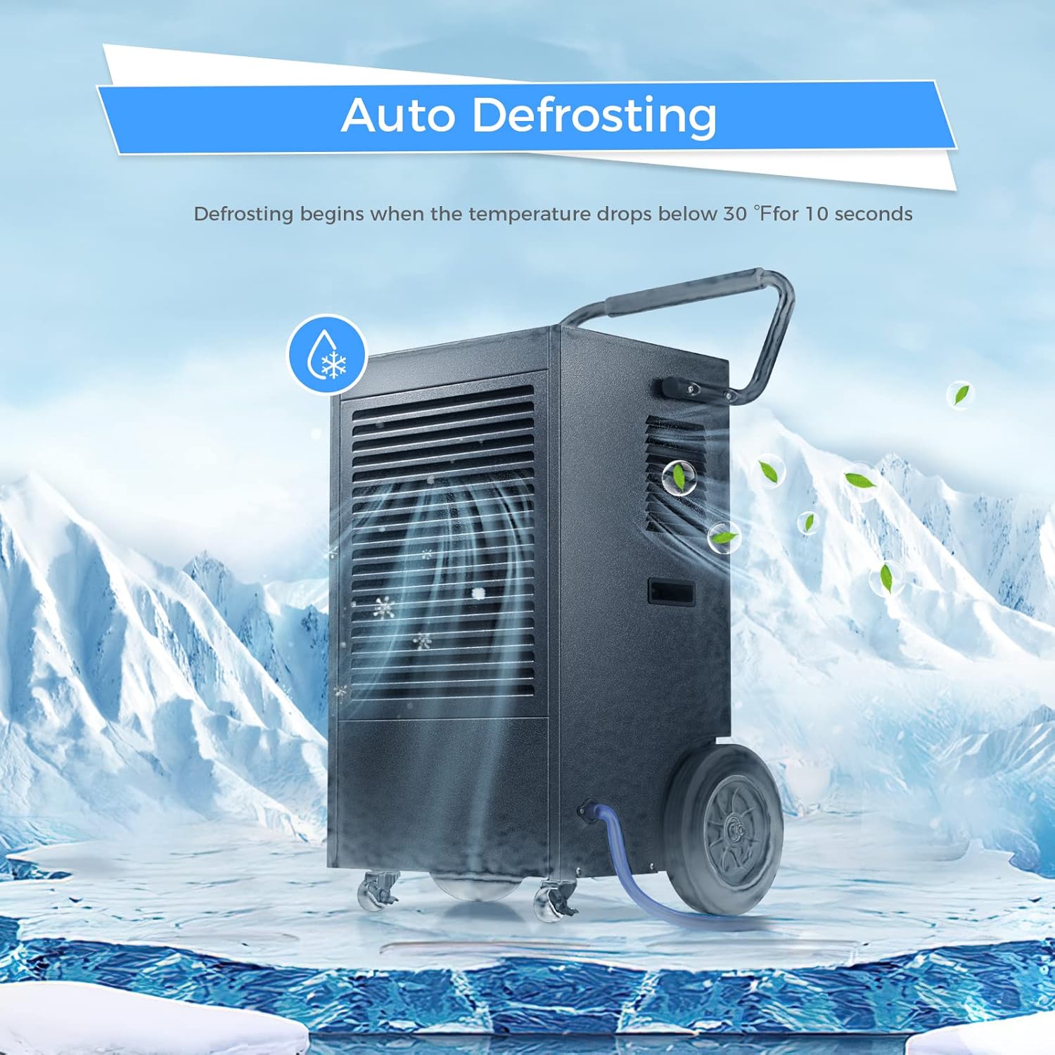 Antarctic Star Dehumidifier 190 Pint Drainage, Air Filters, Removable, Auto Defrosting Low noise Energy saving LED display Timer Suitable for Basements, Garage, Living Room, Bathroom and Office