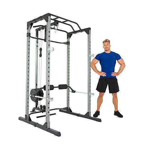 Fitness Reality 810XLT Super Max Power Cage with Optional LAT Pull-Down Attachment and Adjustable Leg Hold-Down