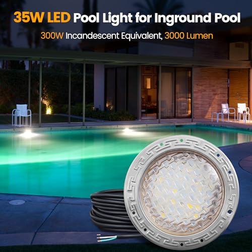SURAIELEC LED Pool Lights for Inground Pool, 12V AC 10 inch Underwater Swimming Pool Light Replacement for Pentair Hayward Wet Niches, 30W, 3000LM, 6500K Cool White Glow, 100FT Cord