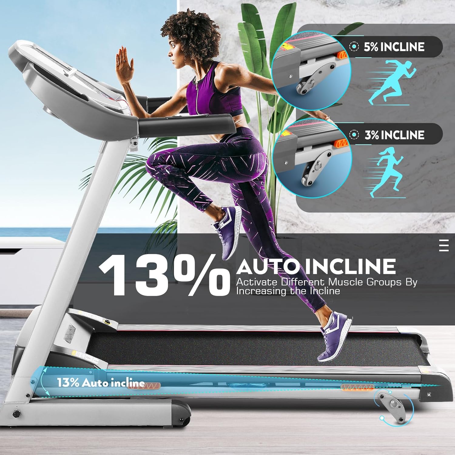 ANCHEER Treadmill, 3.0 HP Treadmill with Incline for Home, 300LBS Capacity Electric Treadmill with APP Control, Preset Program, Armrest Button Heart Rate, Running Machine for Home/Gym Workout