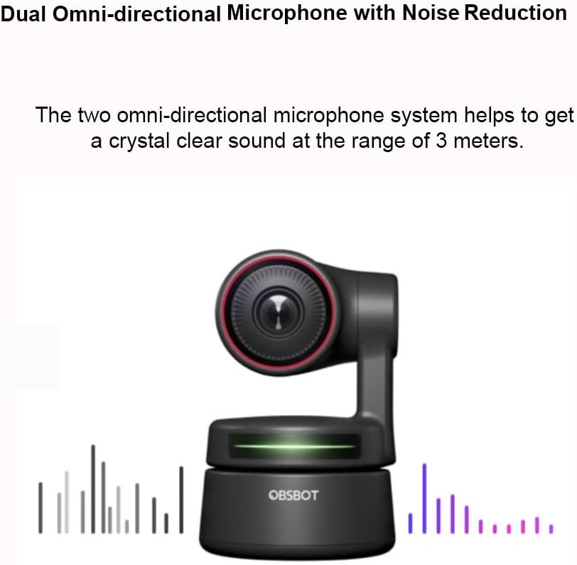 OBSBOT Tiny 4K PTZ Webcam, 4K Resolution AI-Powered AI-Tracking Auto-Framing Gesture Control HDR Webcam with 4X Zoom for for Video Chat Online Meeting Online Class Live Streaming