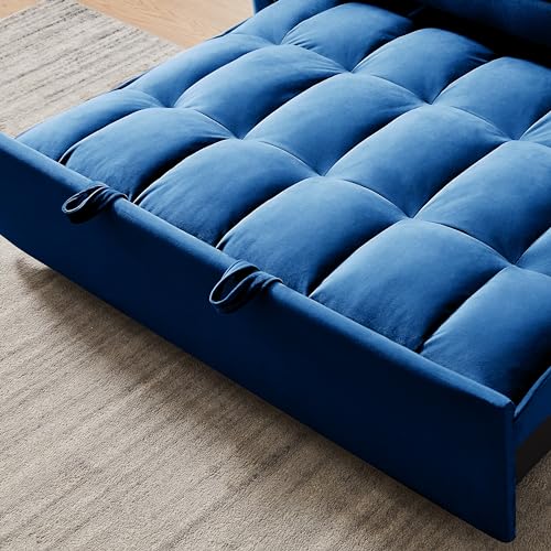 Pull Out Sofa Bed, 3-in-1 Convertible Sofa Bed, Modern Velvet Double Sofa Futon Sofa Bed with Adjustable Back, Storage Bag and Pillow for Living Room, Bedroom