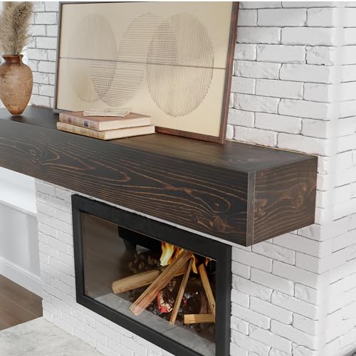 Fireplace Mantel - Floating Mantel Shelf, Wood Mantels for Over Fireplace, Wall-Mounted Mantels, Weight Capacity 60lbs, 60 X 9 X 6 inch, Oak