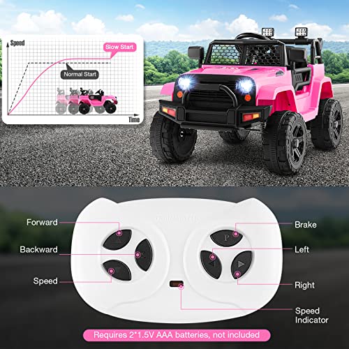 HONEY JOY Ride on Truck, 12V Licensed Toyota FJ Electric Car for Kids, Shock Suspension, LED Lights & Music, Battery Powered Kids Car to Drive, Ride On Car with Remote Control, Camouflage