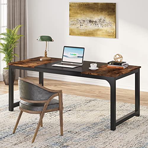 Tribesigns Modern Computer Desk, 63 x 31.5 inch Large Executive Office Desk Computer Table Study Writing Desk Workstation for Home Office, Spliced Desktop, White