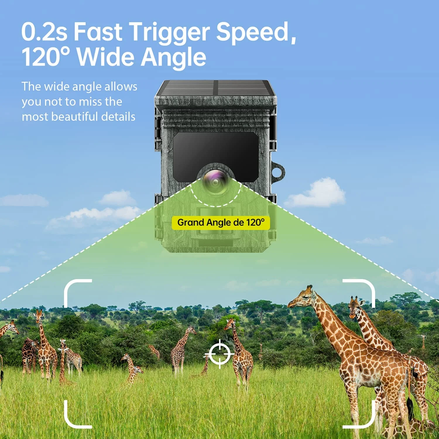 CAMPARK Solar WiFi Trail Camera Native 4K 30fps 46MP Bluetooth Game Camera with Night Vision Loop Recording Waterproof IP66 120° Motion Activated Hunting Trail Cam for Wildlife Monitoring