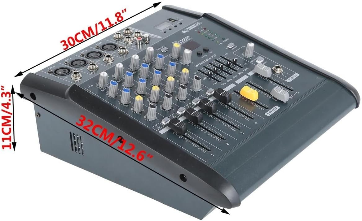 4 Channel Professional Powered Mixer power mixing Amplifier Amp 16DSP with USB Slot