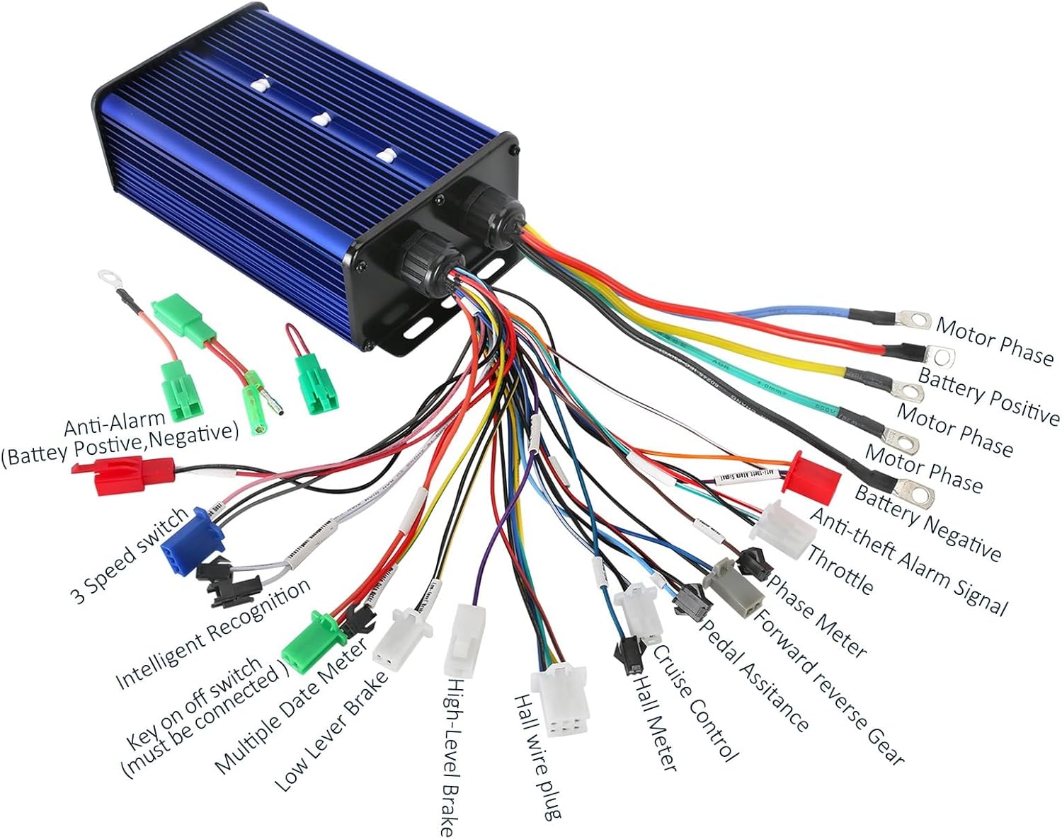 Electric DC Motor, 3000W 72V Brushless Motor Kit 4900rpm High Speed Electric Scooter Motor for Go Kart e Bike Golf Cart Motorcycle with Speed Controller, Throttle Pedal, Keylock