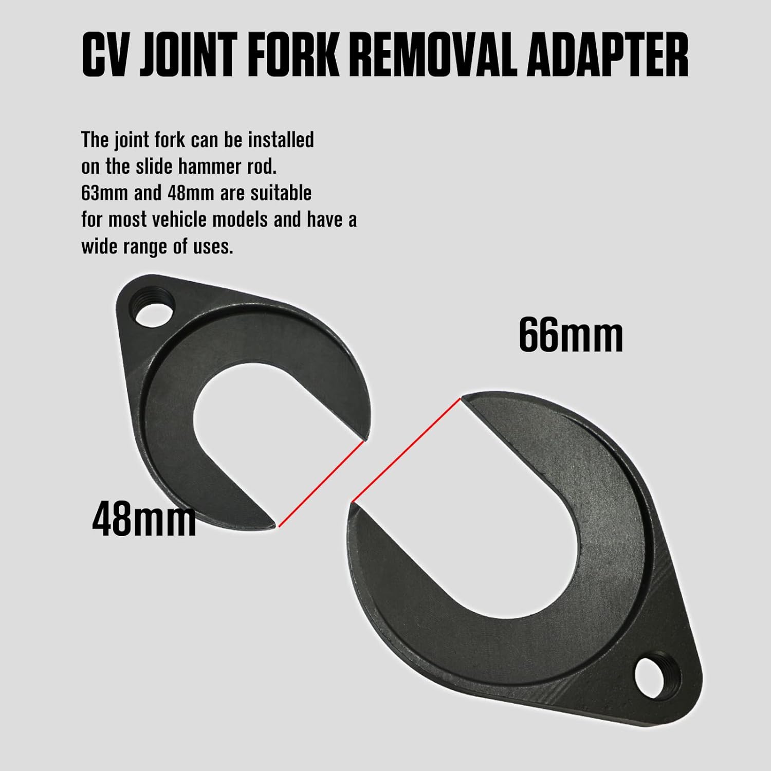 Inner CV Joint Puller Slide Hammer Front Wheel Drive Axle Half Shaft Removal Tool Kit CV Axle Removal Tool Slide Hammer 63mm 48mm CV Joint Fork Adapter Attachments