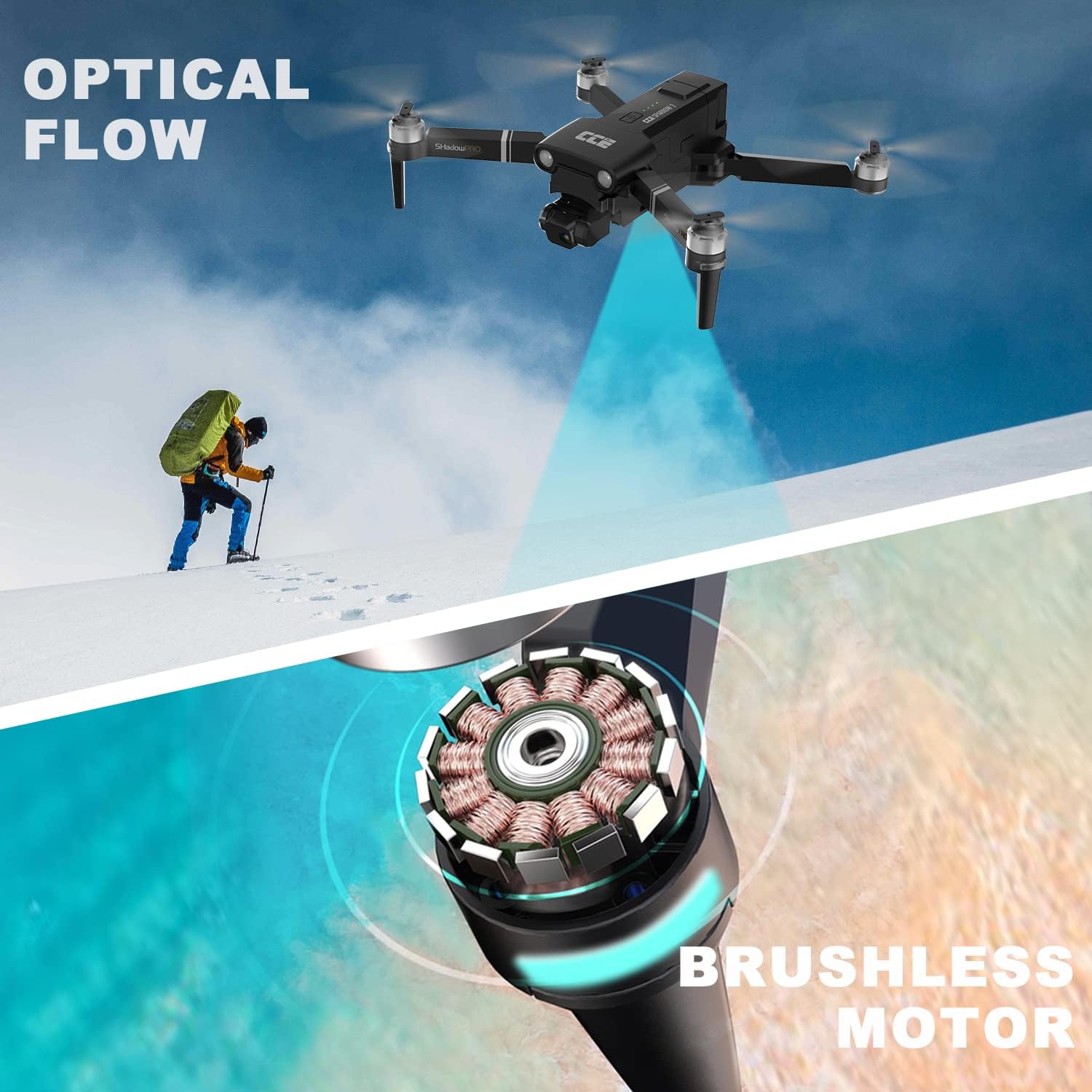 CCE Sparrow2 GPS Drones with EIS Camera for Adults 4K, 2-Axis Gimbal Foldable FPV RC Quadcopter with Flashlight and Arms Lights, Brushless Motor, 30-min Flight Time, Night Flight, Waypoint Flight, Auto Return Home, Follow Me, Carrying Case Included
