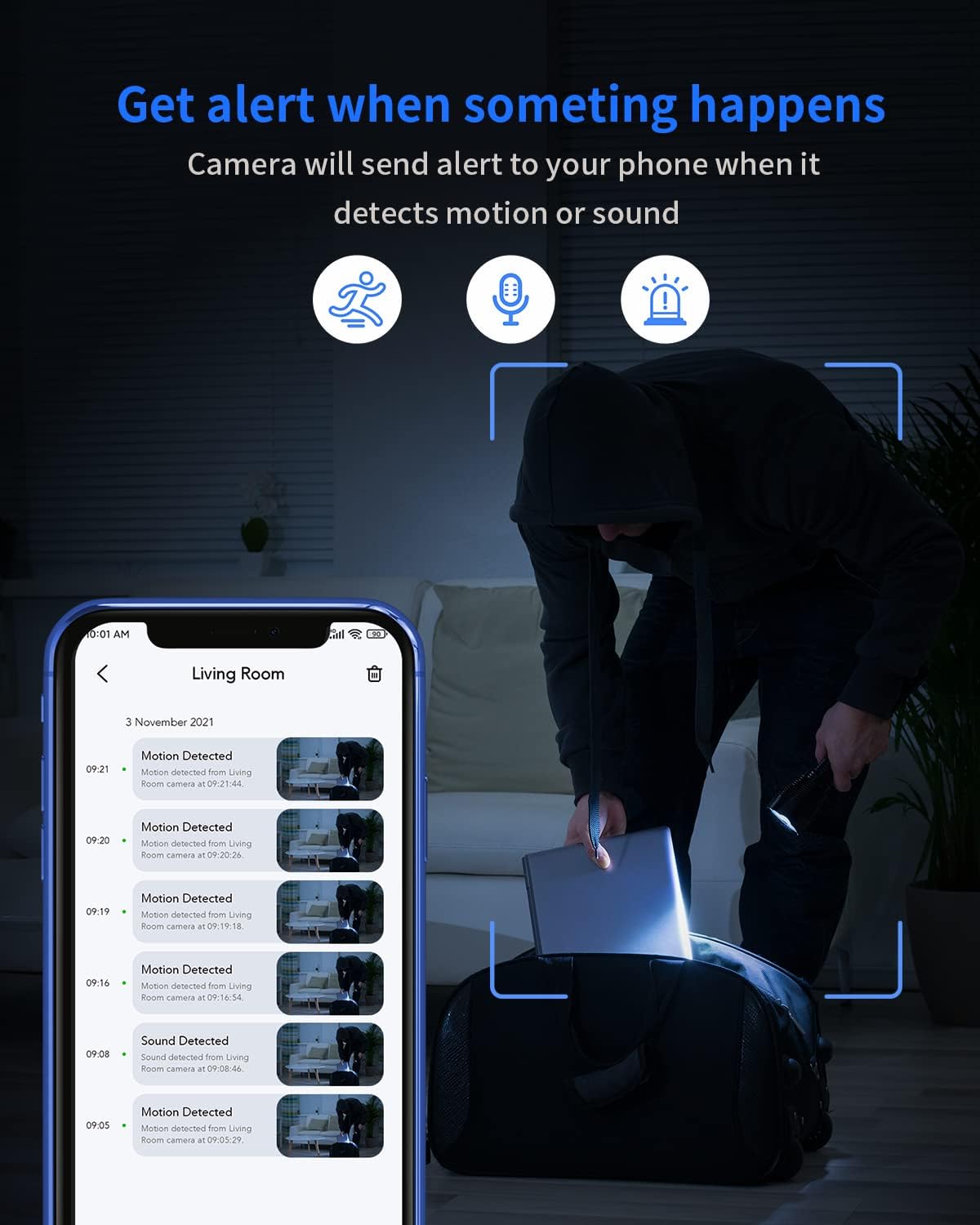 Indoor Cam 1080P FHD Wi-Fi Smart Home Security Camera with Night Vision, 2-Way Audio, Motion Detection, for Baby/Pet/Nanny/Elderly, Compatible with Alexa & Google Home, 2 Pack