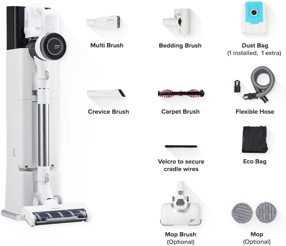CX PRO Magic Tower - Cordless Vacuum Cleaner, Self Empty All in One Dust Tower, Auto Battery Charge, Powerful Stick Vacuum Cleaner for Home, Carpet, Hardwood Floor, Pet Hair