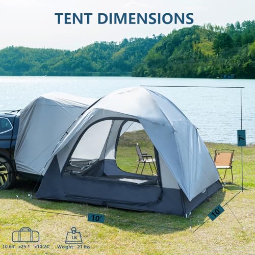 6 Person SUV Tent for Camping, Double Layer PU3000mm and UPF 50+ UV Waterproof Car Tents, includes Rainfly and Storage Bag, 10FT L x 10FT W