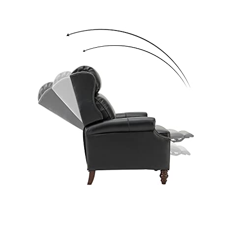 HULALA HOME Genuine Leather Manual Recliner,Push Back Recliner Chair with Solid Wood Legs, Wingback Recliner with Nailhead Trim,Armchair LazyBoy Sofa for Living Room,Home Theater,Turquoise