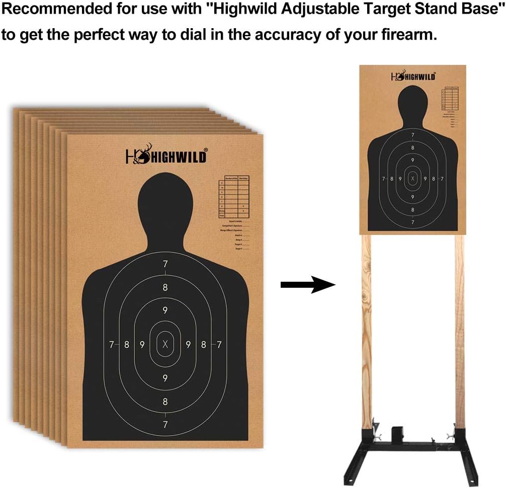 Highwild 18 X 30 Cardboard Targets for Shooting, Silhouette Paper Targets - ISPC/USPSA/IDPA (Pack of 25)