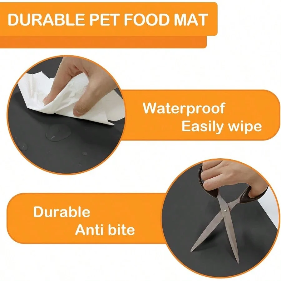 Dog Water Mat 39.4*29.5in Silicone Dog Mat For Food And Water Extra Large Pet Feeding Mat For Floors Waterproof Pet Feeding Mat Prevent Water Food Spills Dark Grey