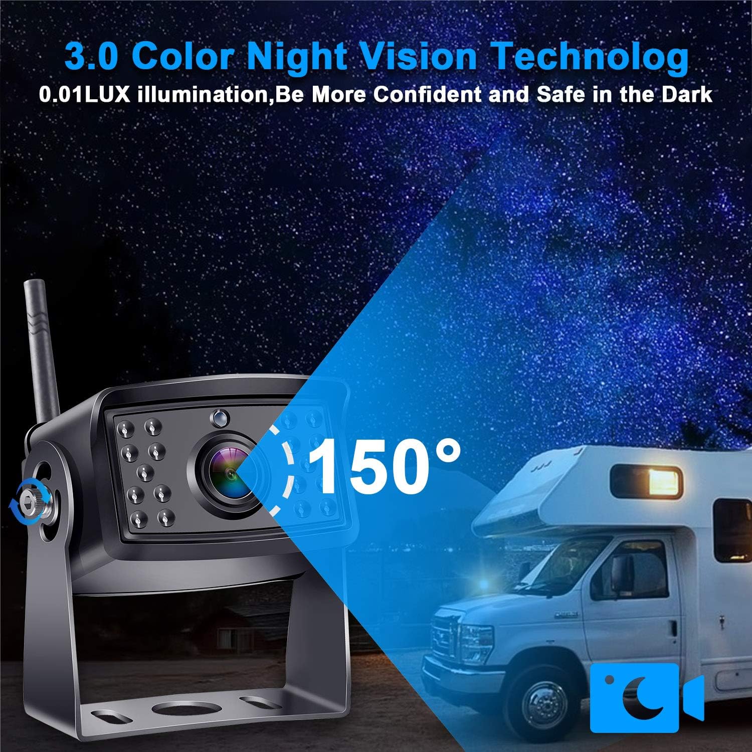Trailer Backup Camera HD 1080P Back Up Camera Systems Wireless with 7 Inch DVR Monitor Car Security Camera System for Truck RV Camper Adapter Compatible with Furrion Pre-Wired RVs - AMTIFO A5