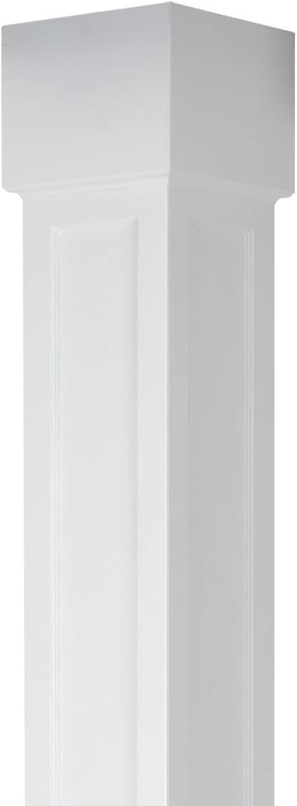 Ekena Millwork EnduraCraft 16"W x 8'H Premium Square Non-Tapered Recessed Panel PVC Endura-Craft Column Wrap Kit, Standard Capital & Base
