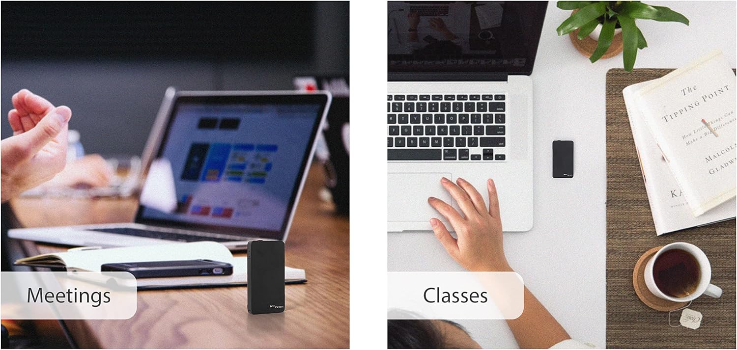 64GB Mini Voice Recorder, Voice Activated Recorder, 750 Hours Audio Recording Capacity, 25 Hours Battery Life Digital Voice Recorder, Audio Recorder for Meeting Class Lecture Interview - by Tiny Tech Pack of 2