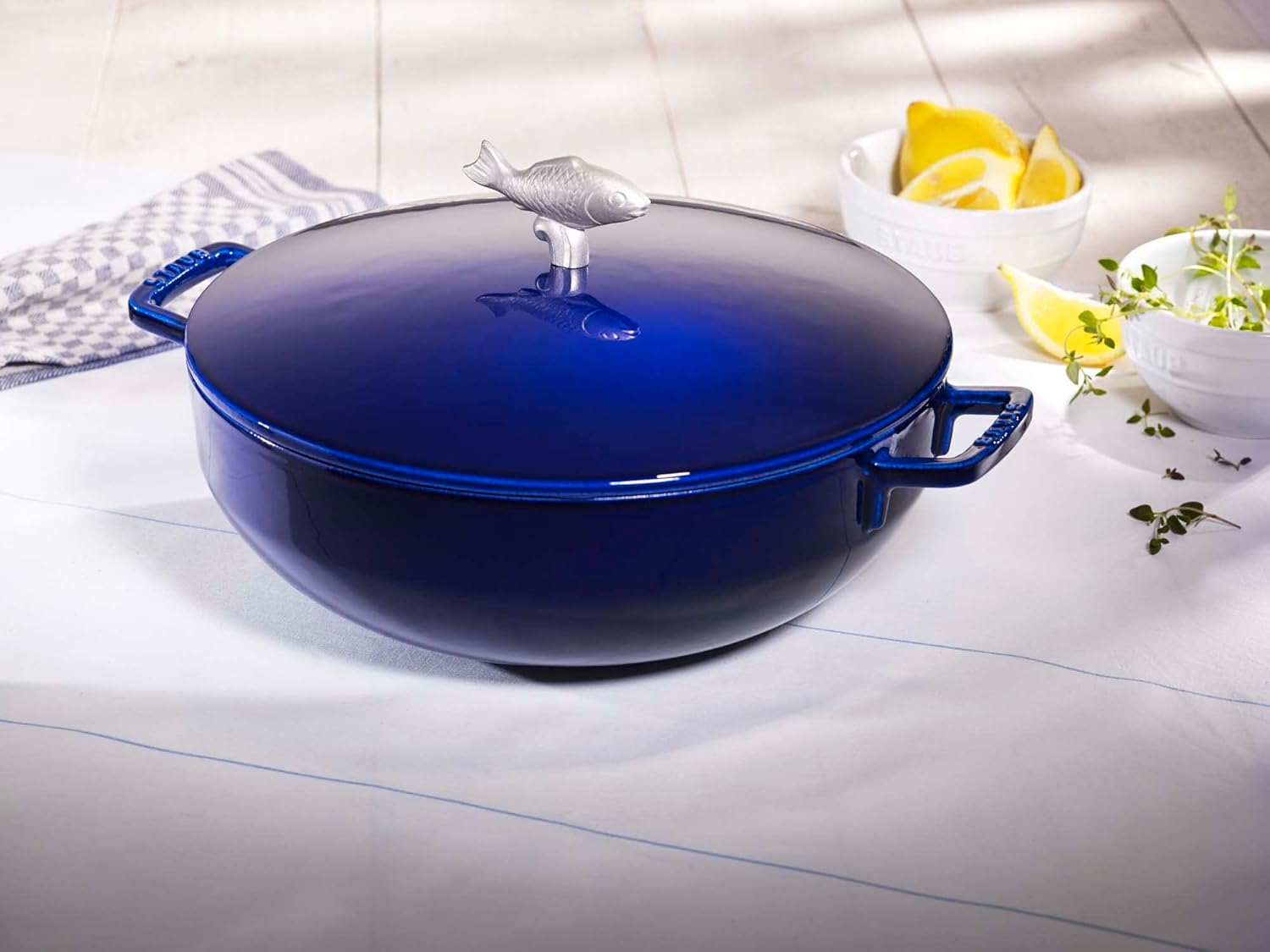 Staub Cast Iron 5-qt Bouillabaisse Pot - Dark Blue, Made in France