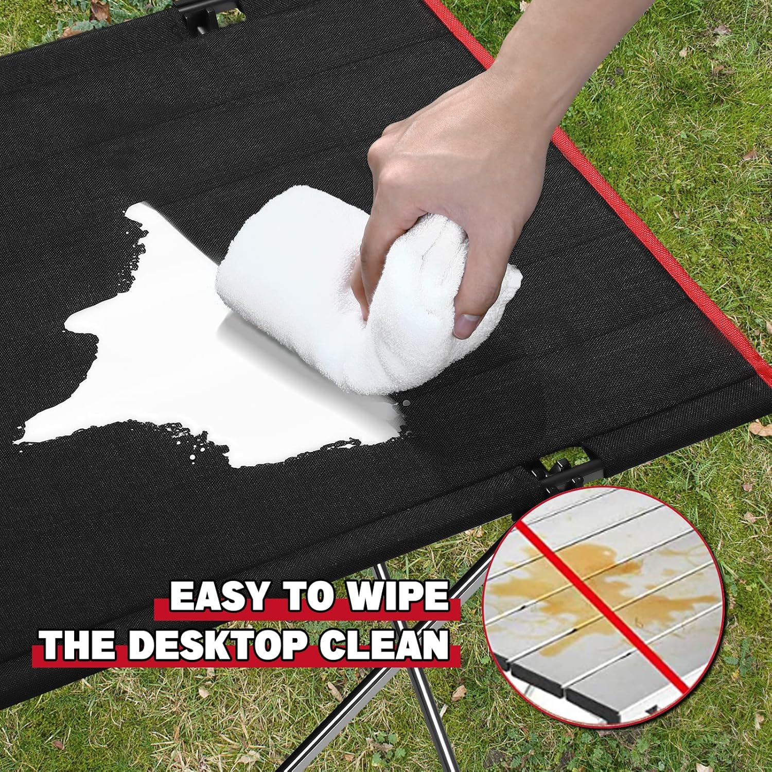 Outdoor Folding Camping Table Lightweight: Portable Camp Table with Cup Holders and Carrying Bags Outside Camping Tables That Fold Up Lightweight for Outdoor Picnic Beach Hiking Travel Fishing Medium