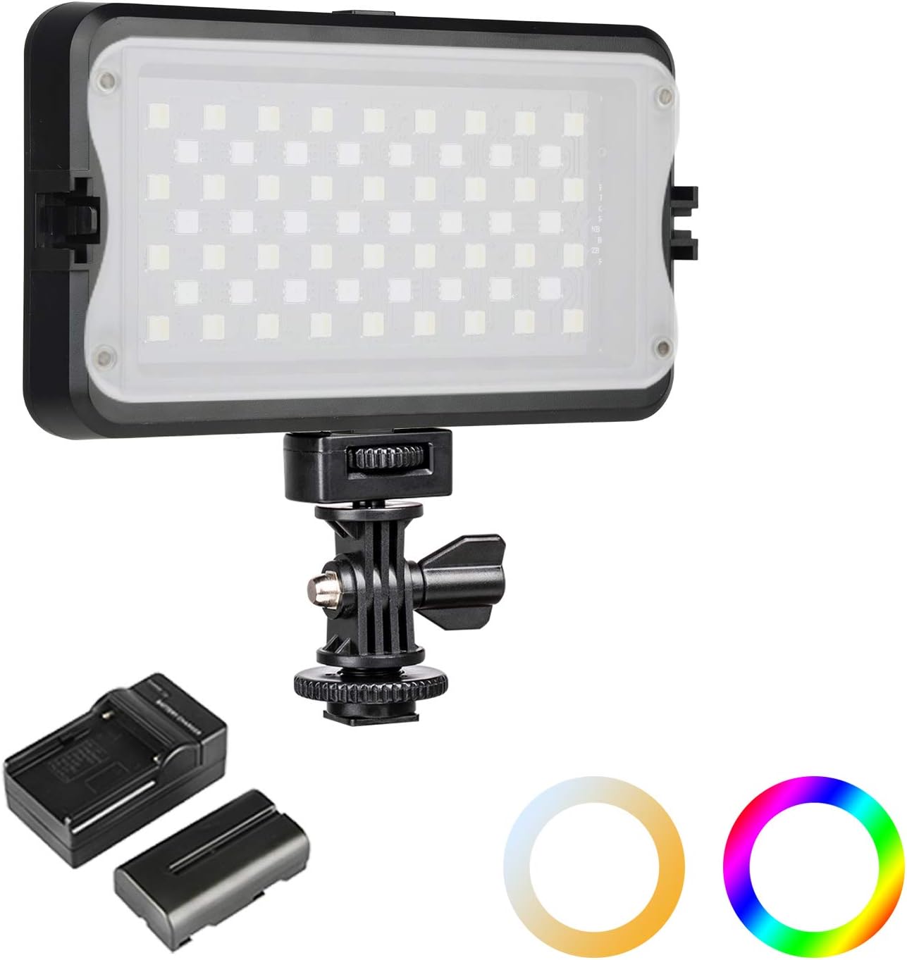 RGB Portable LED Video Light Panel, 3300K-5600K On-Camera Photography Lighting Kit for Studio YouTube Portrait