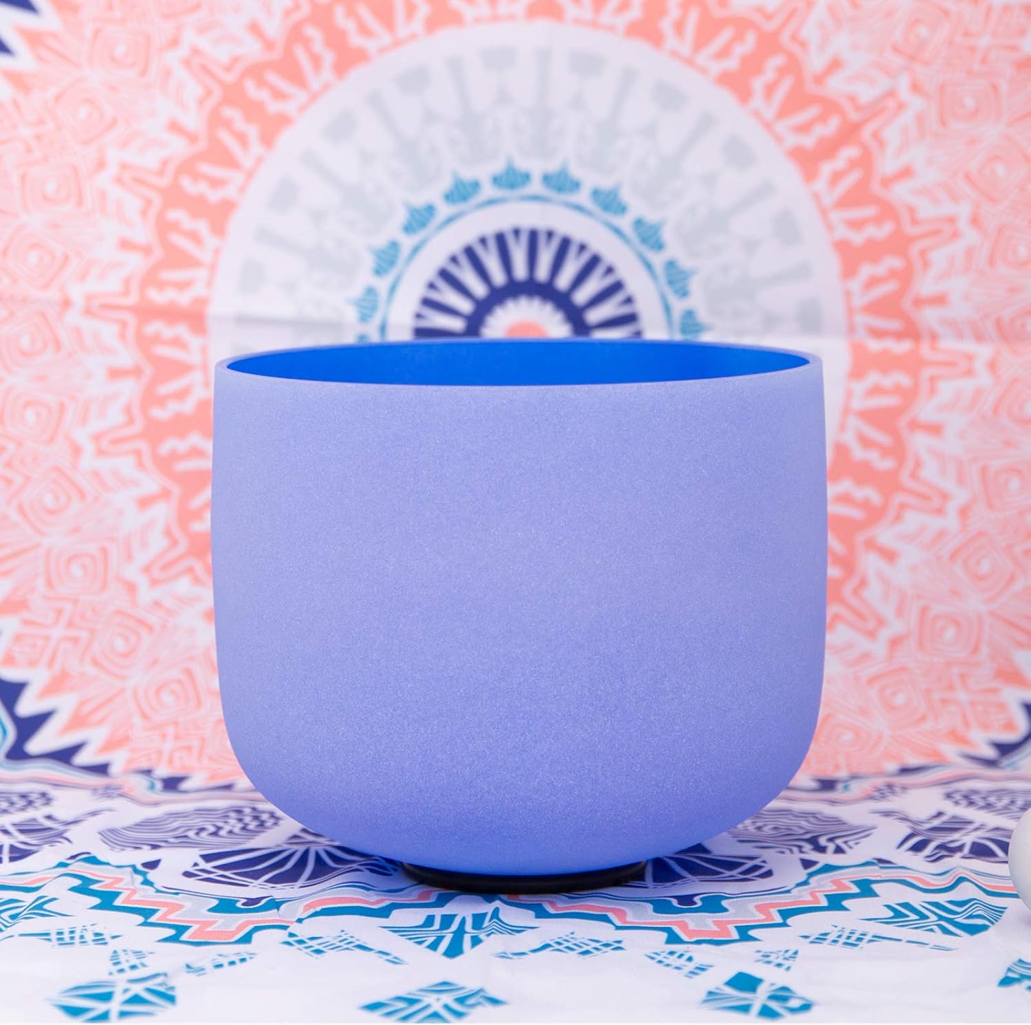 432Hz Perfect Pitch G Note Throat Chakra Blue Colored Frosted Quartz Crystal Singing Bowl 10 inch with Heavy Duty Case Bag mallet & o-ring included