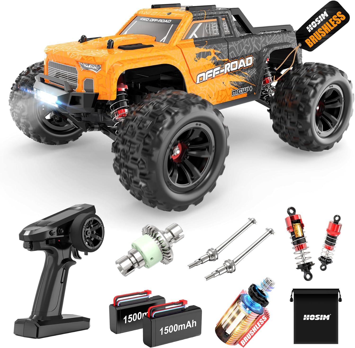 Hosim 1:16 55+KMH 4WD Fast Brushless RC Car & 1:10 RC Truck for Adults and Kids High Speed 48+ KMH
