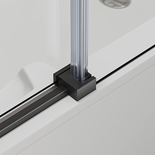 SUNNY SHOWER Frameless Sliding Tub Door 58.5-60" W X 62" H Bathtub Door with 5/16" Clear Glass Sliding Shower Enclosure with Tempered Glass Door Matte Black
