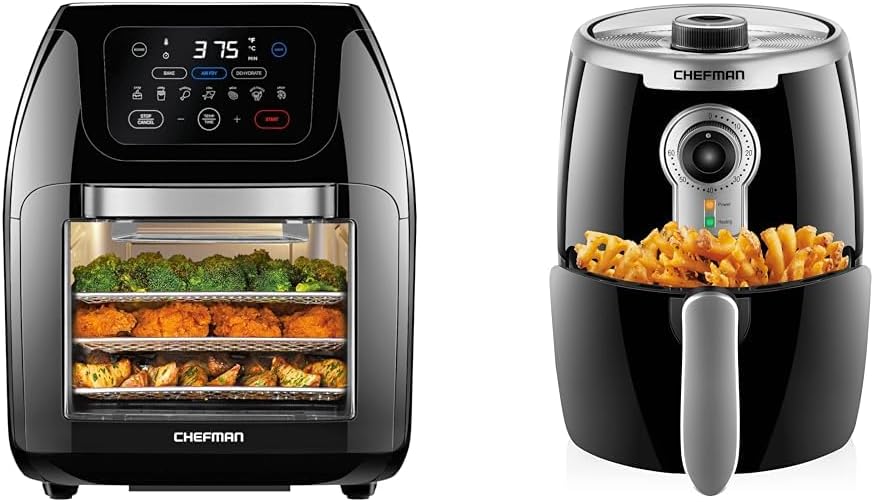 CHEFMAN Multifunctional Digital Air Fryer+ Rotisserie, Dehydrator, Convection Oven, 17 Touch Screen & Small Compact Air Fryer Healthy Cooking, 2 Qt Nonstick, User Friendly