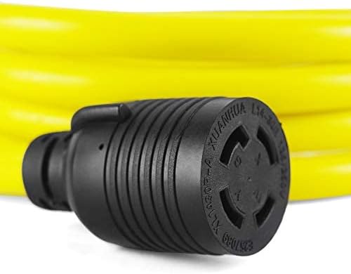 ACKING Extension Cord NEMA L14-30P to L14-30R SJTW 10GUAGE 3 Prong Generator Cord Adapter, Heavy Duty L14-30 Twist Locking Connector Outlet Generator Power Cord up to 7500W (50FT)