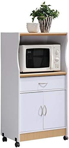Microwave Kitchen Cart In White