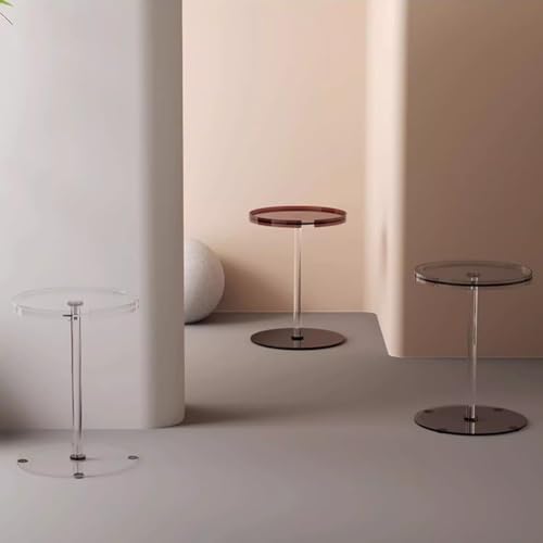 Transparent Acrylic Side Table, Round Slim Nightstand, Simple Lucite Vase Display Table, Home Decor Small Table, 40 * 53Cm,Sofa Side Table, Compact End Table for Living Room,Black