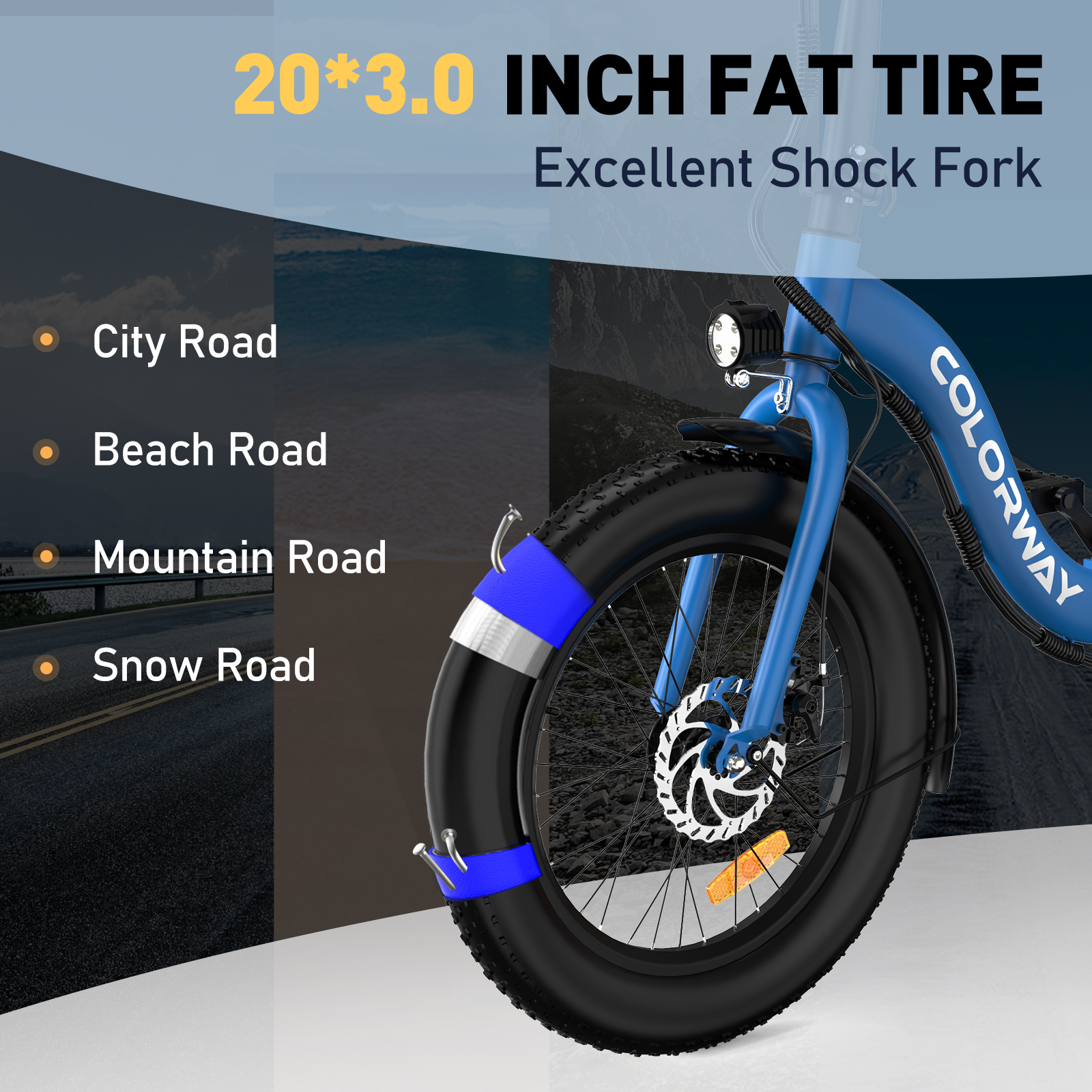 COLORWAY 20x3.0 Fat Tire Electric Bicycles, 12Ah/36V/500W E Bike, 20MPH electric bike for Teenager and Adults BK6MG