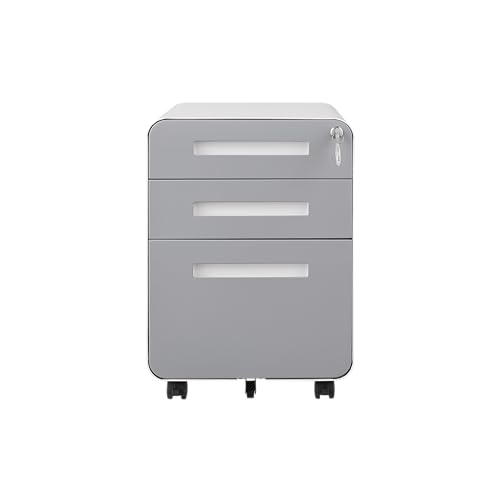 3 Drawer Mobile File Cabinet Under Desk Office,Simple Style Versatile Storage Cabinet for Legal/Letter/A4 Files, 5 Wheel Design Anti-Tilting Cold Rolled Steel Moisture-Proof Black Cabinets, Racks & Sh