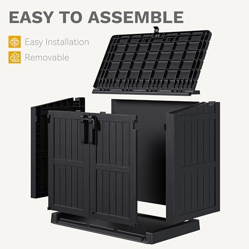 DWVO Outdoor Weather-Resistant Horizontal Storage Shed, 35 Cu Ft Capacity, Lockable and Waterproof, Suitable for Storing Garden Tools, Light Gray