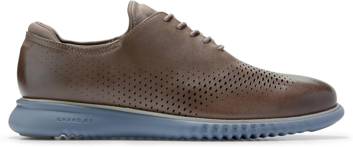 Cole Haan Men's 2.Zerogrand Laser Wing Tip Oxford Lined Loafer, Morel/Folkstone Gray, 12