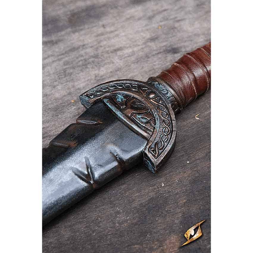 Battleworn Celtic Leaf LARP Sword - 100 cm | Leather by Medieval Collectibles