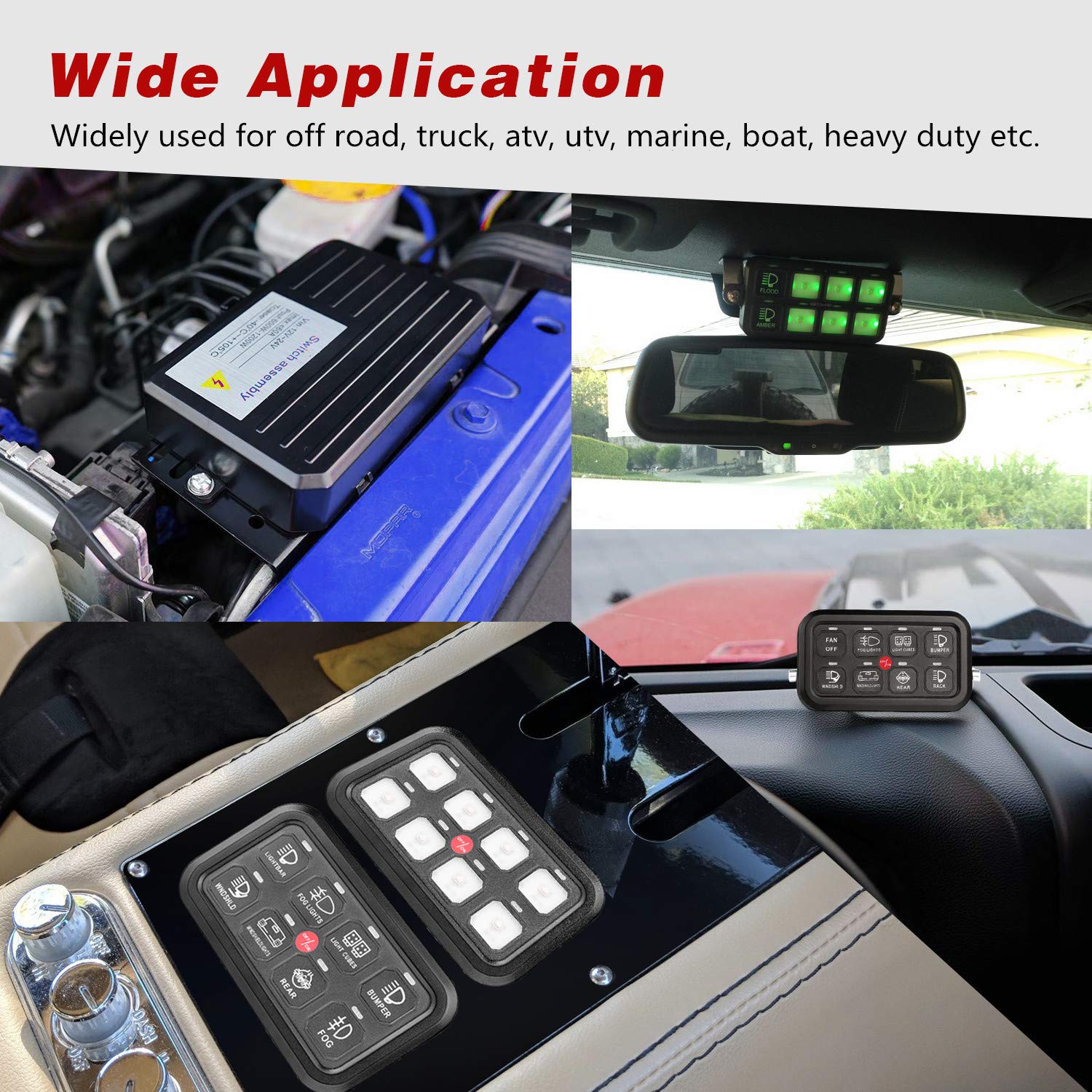 6 Gang Switch Panel Kit, Auto Power Plus Circuit Control Box Relay System Universal ON-Off Touch Switch Box for Car Marine Boat ATV UTV Truck