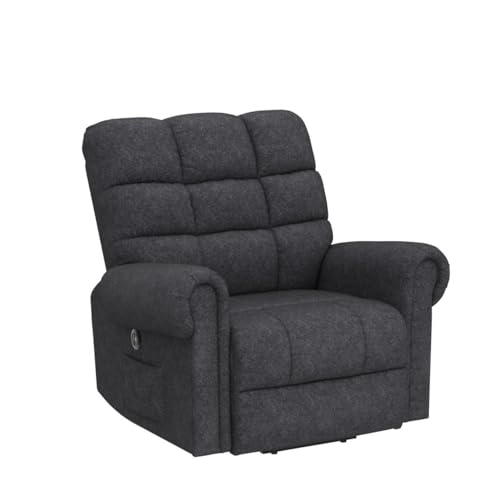 ANJ Large Power Lift Recliner Chair with Massage and Heat for Elderly Big People, Electric Wide Recliners, Heavy Duty and Safety Motion Fabric Reclining Mechanism with USB Ports, Side Pocket, Camel