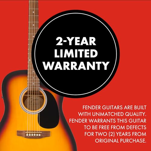 Fender FA-25CE Dreadnought Acoustic Electric Guitar, Beginner Guitar, with 2-Year Warranty, Includes Built-in Tuner and On-Board Volume and Tone Controls, Comes with Free Lessons, Sunburst