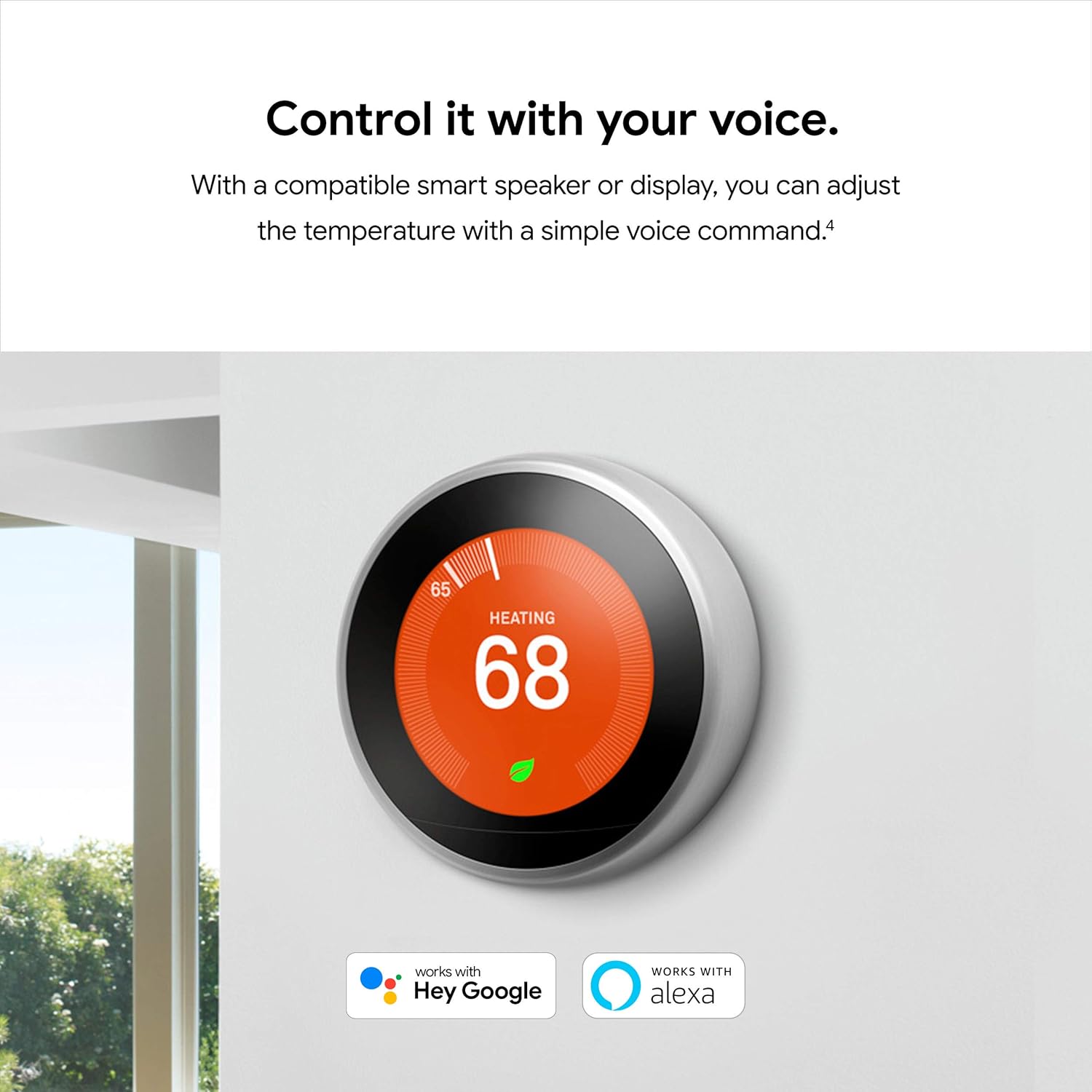 Google Nest Learning Thermostat - Programmable Smart Thermostat for Home - 3rd Generation Nest Thermostat - Works with Alexa - Polished Steel