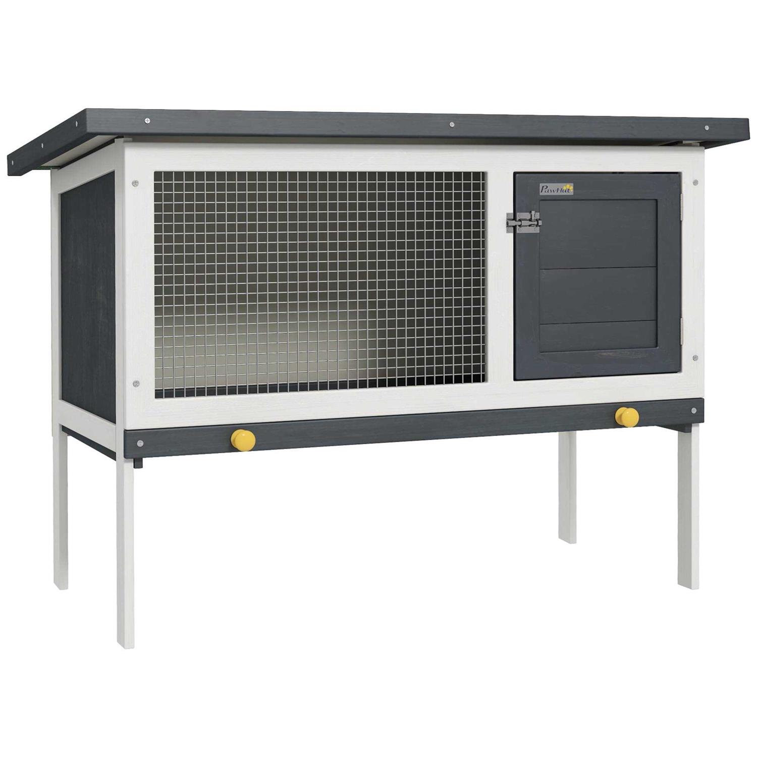 PawHut Wooden Rabbit Hutch, Bunny Cage, Guinea Pig House with Pull-Out Tray, and Openable Asphalt Roof for Indoor/Outdoor - Pet Supplies online store