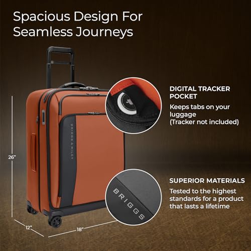 Briggs & Riley Domestic 22" Carry On Expandable Spinner - Luggage for Travel, Suitcases with Wheels, Softside Rolling Bag for Men & Women, Self-Repairing Zipper - ZDX Collection, Black
