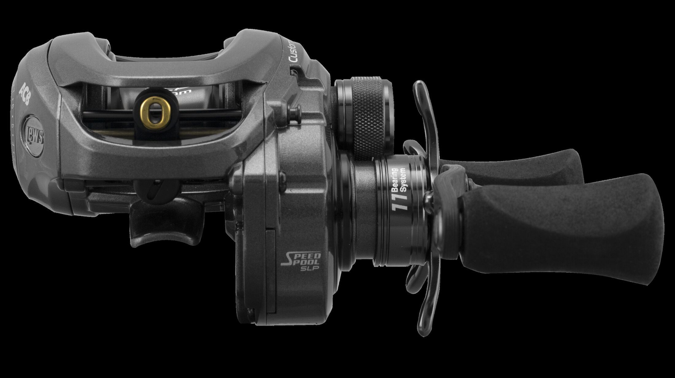 Lew's Custom Lite SLP Baitcast Fishing Reel, Left-Hand Retrieve, 7.5:1 Gear Ratio, 11 Bearing System with Stainless Steel Double Shielded Ball Bearings, Black