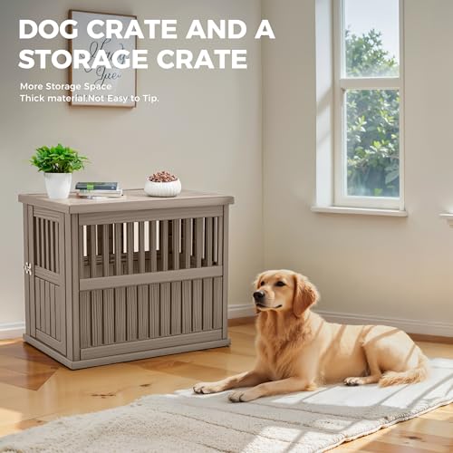 DRATO Dog Crate Furniture End Table Night Stand Furniture with Lockable Latch for Small to Large Dogs Side End Table, Modern Dogs Kennel Indoor