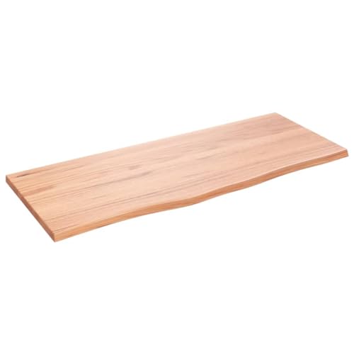 Table Top Light Brown 39.4"x15.7"x0.8" Treated Solid Wood Oak,Upgrade Your Table: Handcrafted Oak Table Top with Live Edge Charm Table Accessories